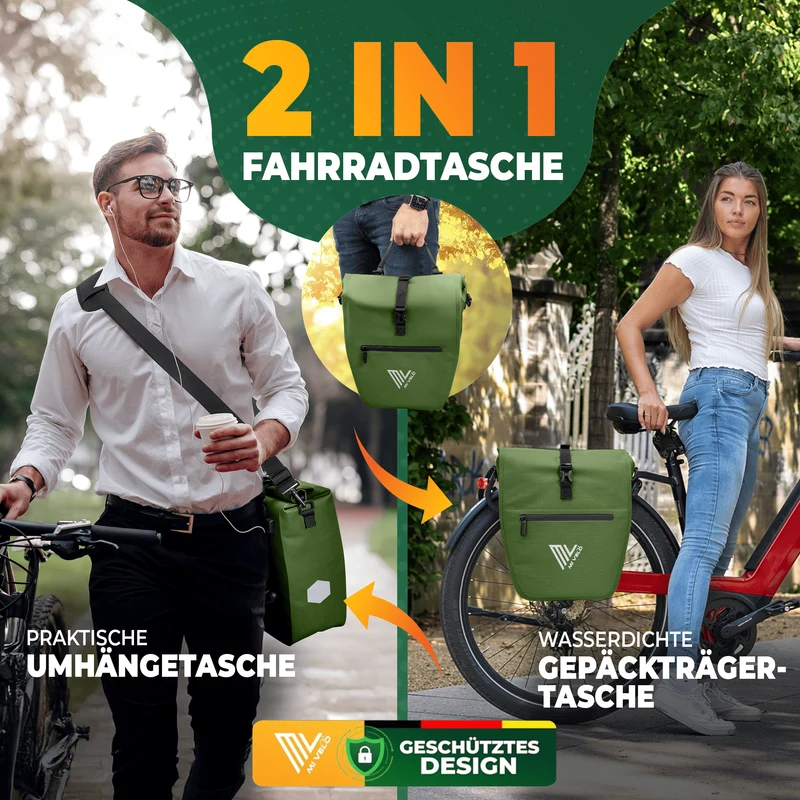 2in1 Fahrradtasche für Gepäckträger „CAPAX“ 20L
