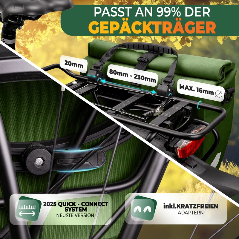 2in1 Fahrradtasche für Gepäckträger „CAPAX“ 20L
