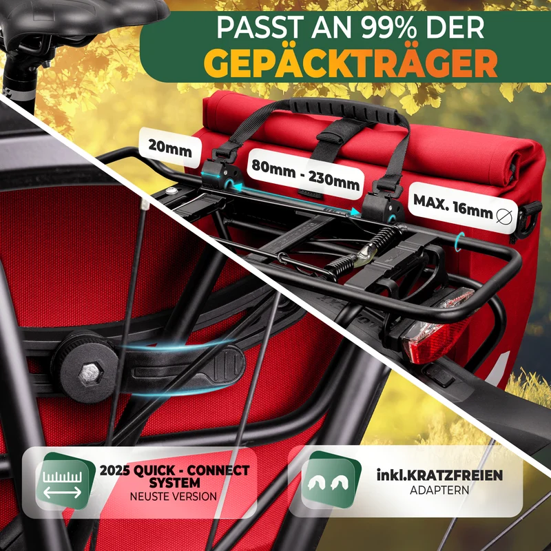 2in1 Fahrradtasche für Gepäckträger „CAPAX“ 20L