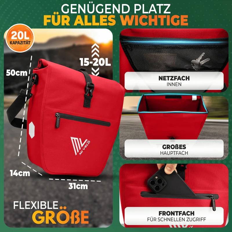 2in1 Fahrradtasche für Gepäckträger „CAPAX“ 20L