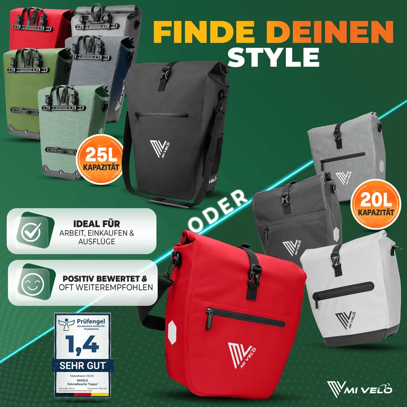2in1 Fahrradtasche für Gepäckträger „CAPAX“ 20L