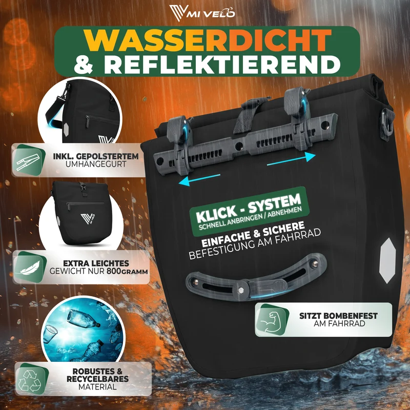 2in1 Fahrradtasche für Gepäckträger „CAPAX“ 20L