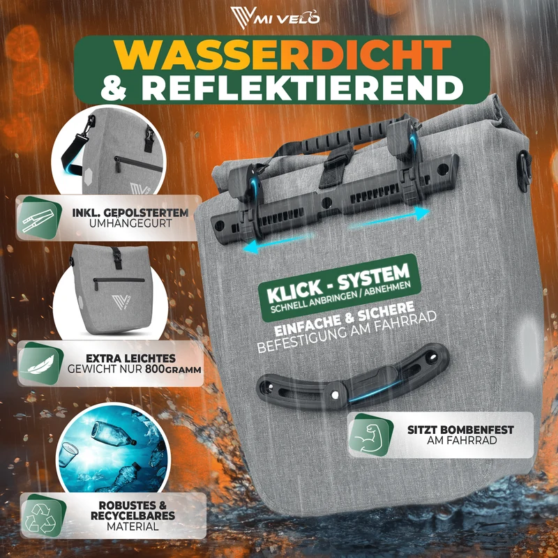 2in1 Fahrradtasche für Gepäckträger „CAPAX“ 20L