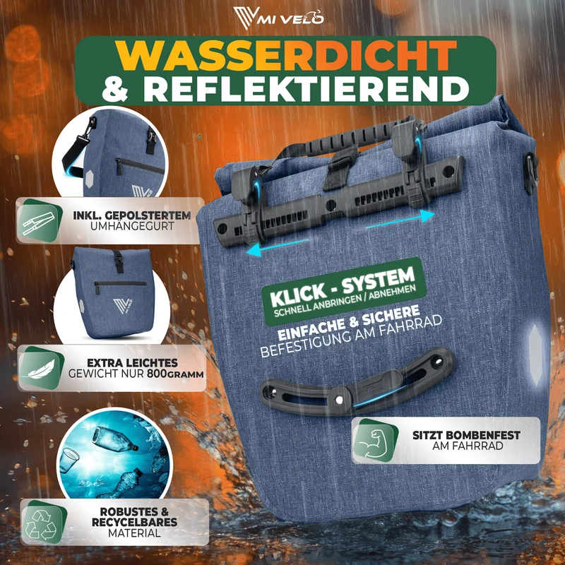 2in1 Fahrradtasche für Gepäckträger „CAPAX“ 20L