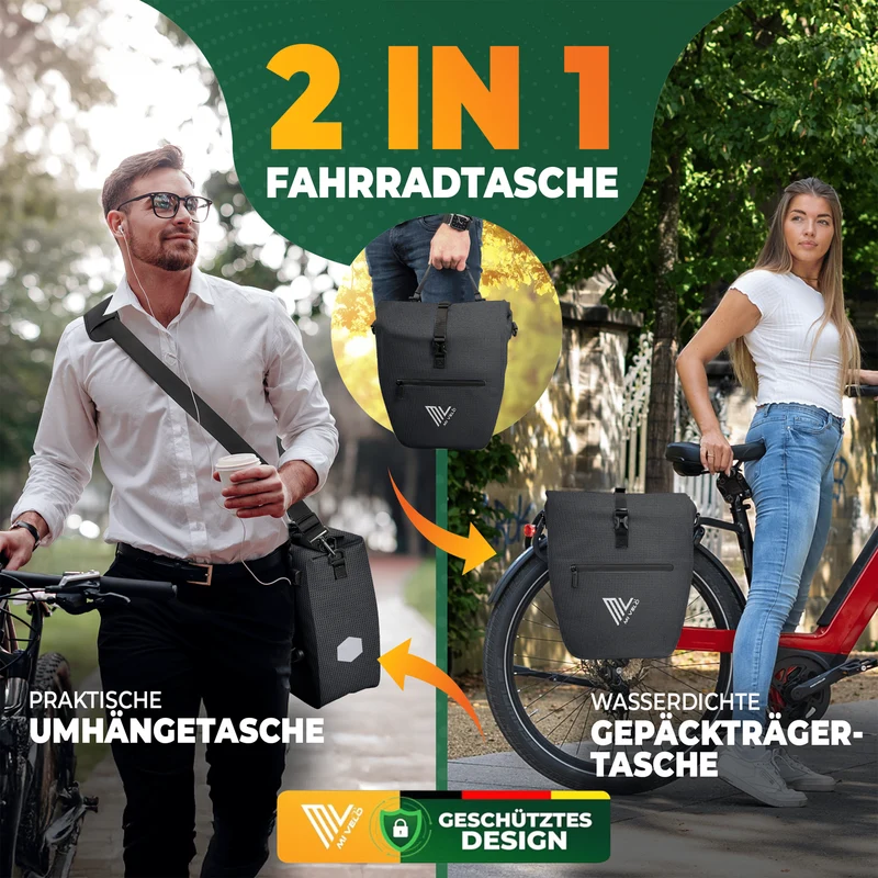 2in1 Fahrradtasche für Gepäckträger „CAPAX“ 20L