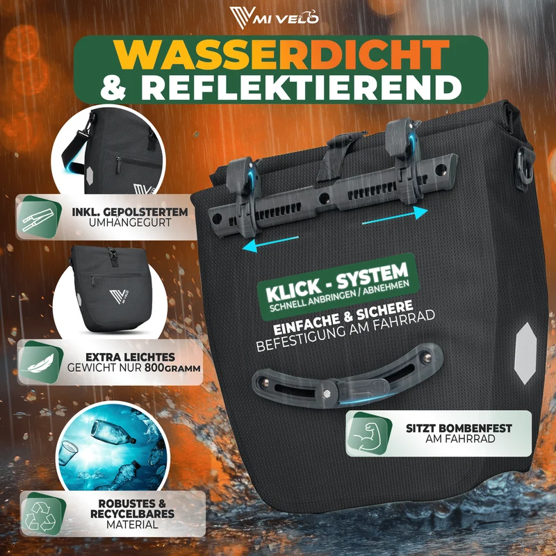 2in1 Fahrradtasche für Gepäckträger „CAPAX“ 20L