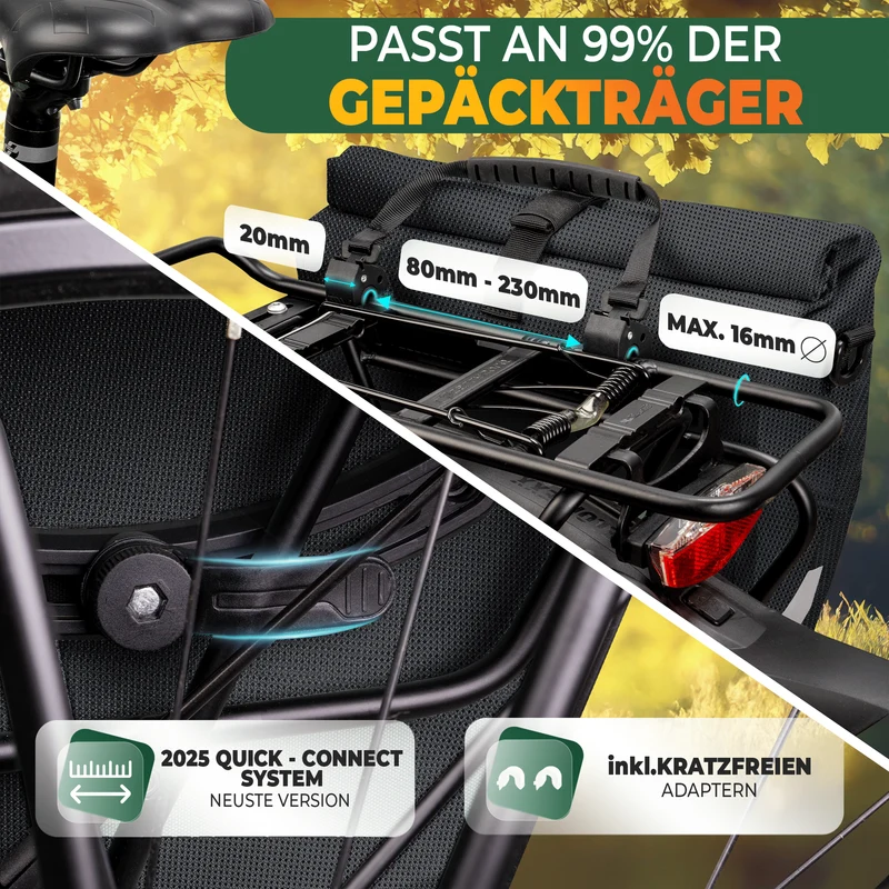2in1 Fahrradtasche für Gepäckträger „CAPAX“ 20L