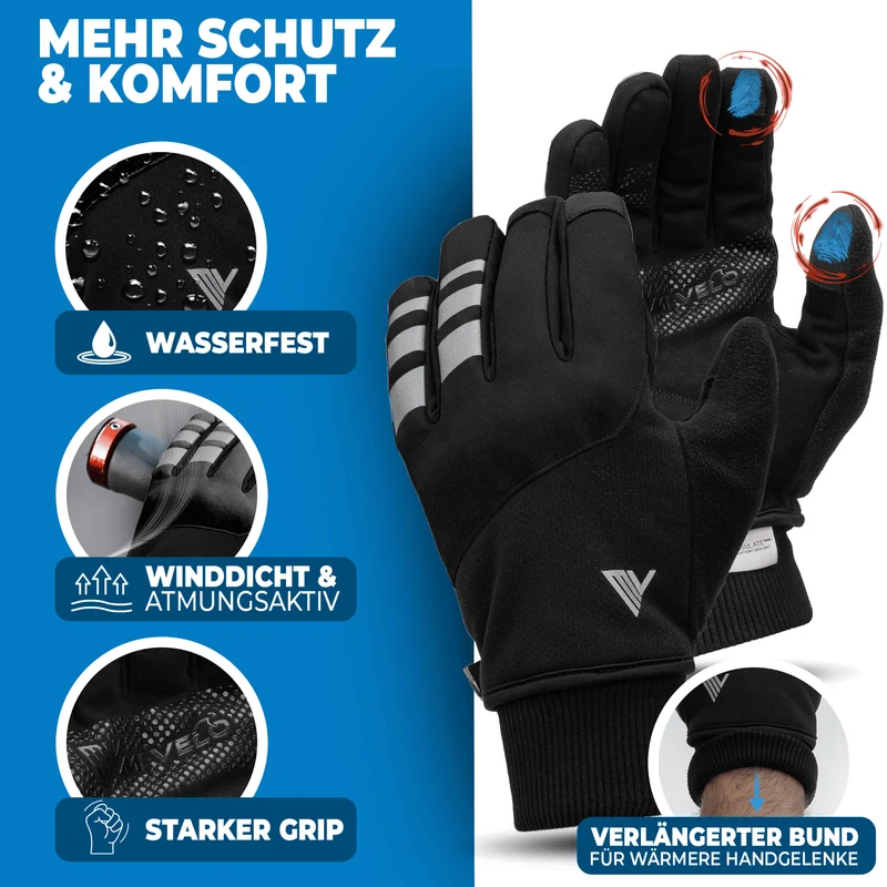Fahrradhandschuhe Winter mit Thermo-Fleece „THERMO-FIT“