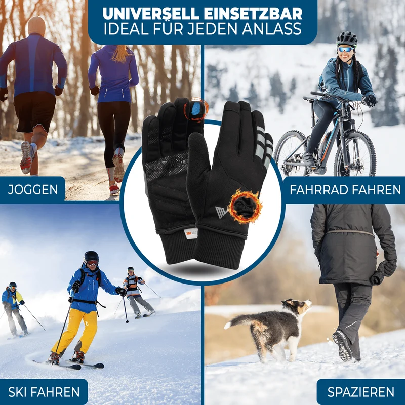 Fahrradhandschuhe Winter mit Thermo-Fleece „THERMO-FIT“