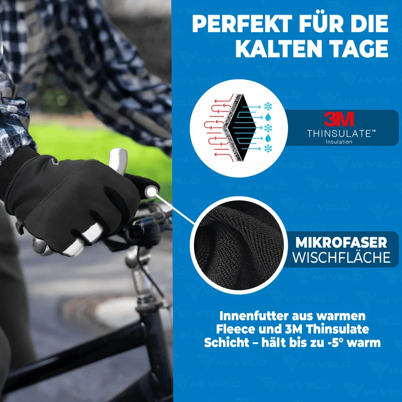 Fahrradhandschuhe Winter mit Thermo-Fleece „THERMO-FIT“