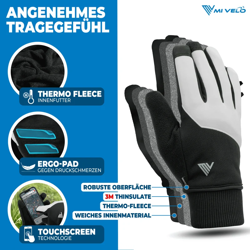 Fahrradhandschuhe Winter mit Thermo-Fleece „THERMO-FIT“