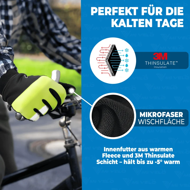 Fahrradhandschuhe Winter mit Thermo-Fleece „THERMO-FIT“