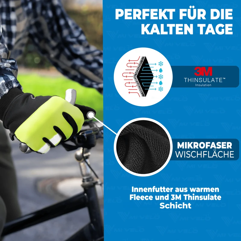 Fahrradhandschuhe Winter mit Thermo-Fleece „THERMO-FIT“