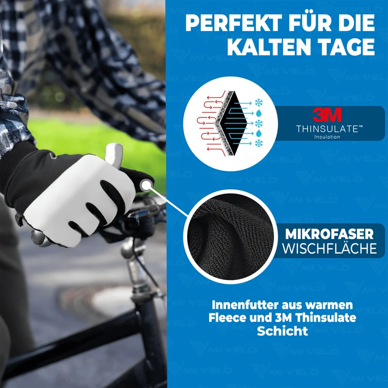 Fahrradhandschuhe Winter mit Thermo-Fleece „THERMO-FIT“