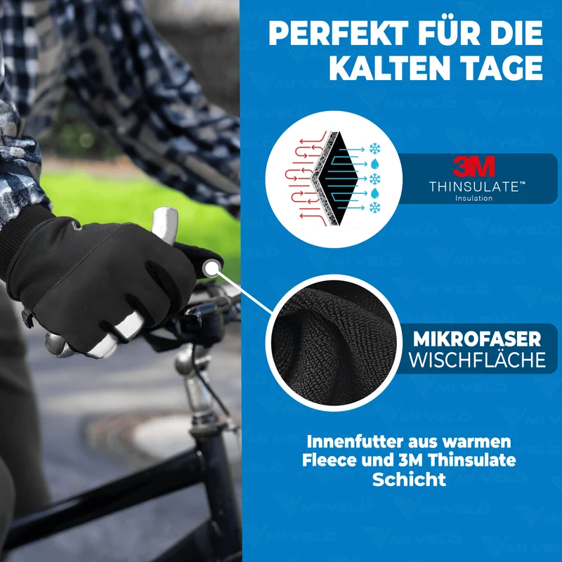 Fahrradhandschuhe Winter mit Thermo-Fleece „THERMO-FIT“