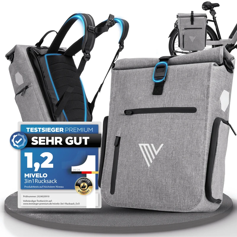 Fahrradtasche & bequemer Rucksack kombiniert 25L „EVO“