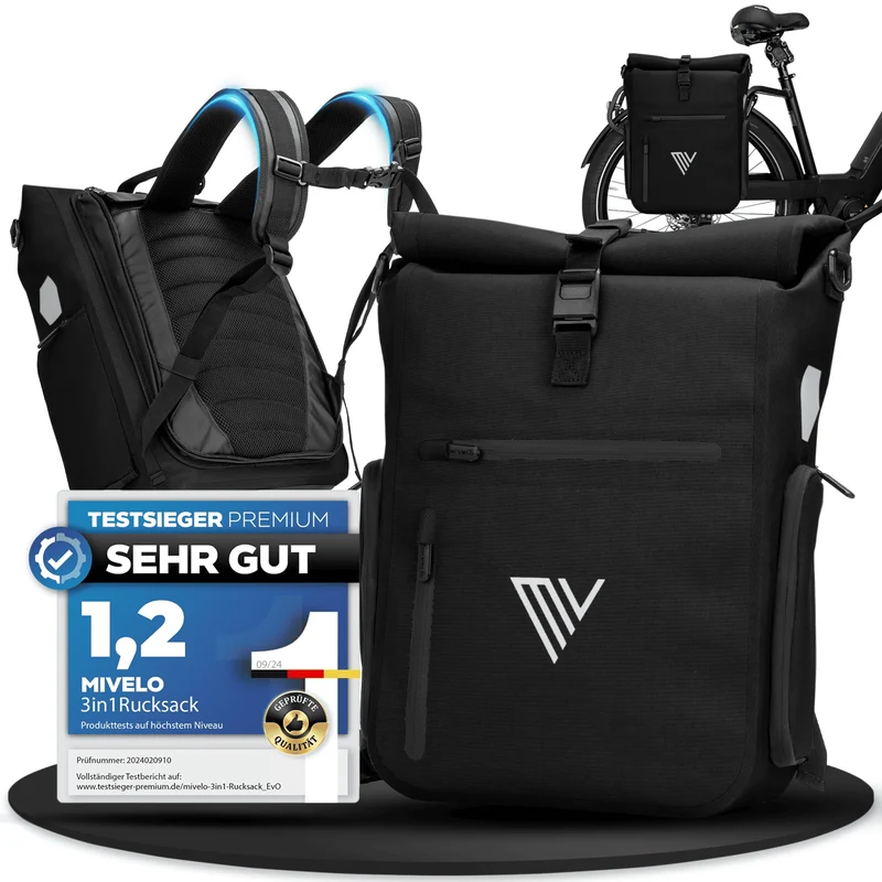 Fahrradtasche & bequemer Rucksack kombiniert 25L „EVO“
