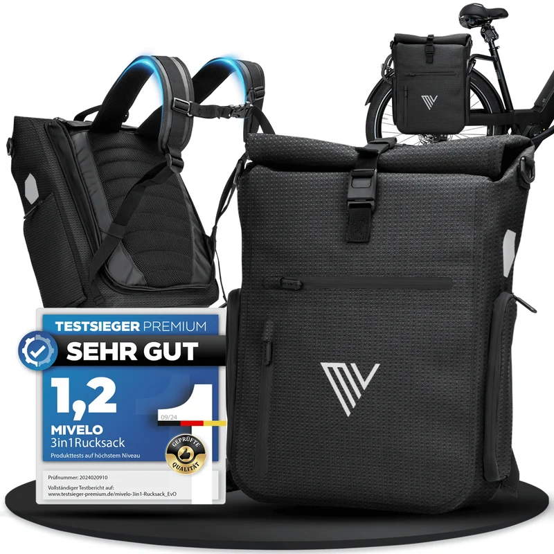 Fahrradtasche & bequemer Rucksack kombiniert 25L „EVO“