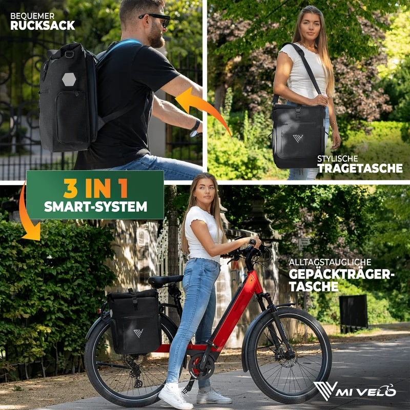 Fahrradtasche & bequemer Rucksack kombiniert 25L „EVO“
