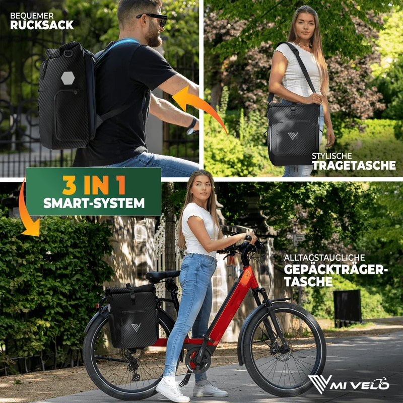 Fahrradtasche & bequemer Rucksack kombiniert 25L „EVO“