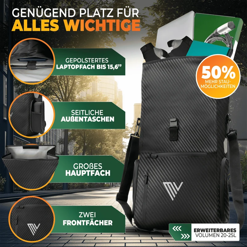 Fahrradtasche & bequemer Rucksack kombiniert 25L „EVO“