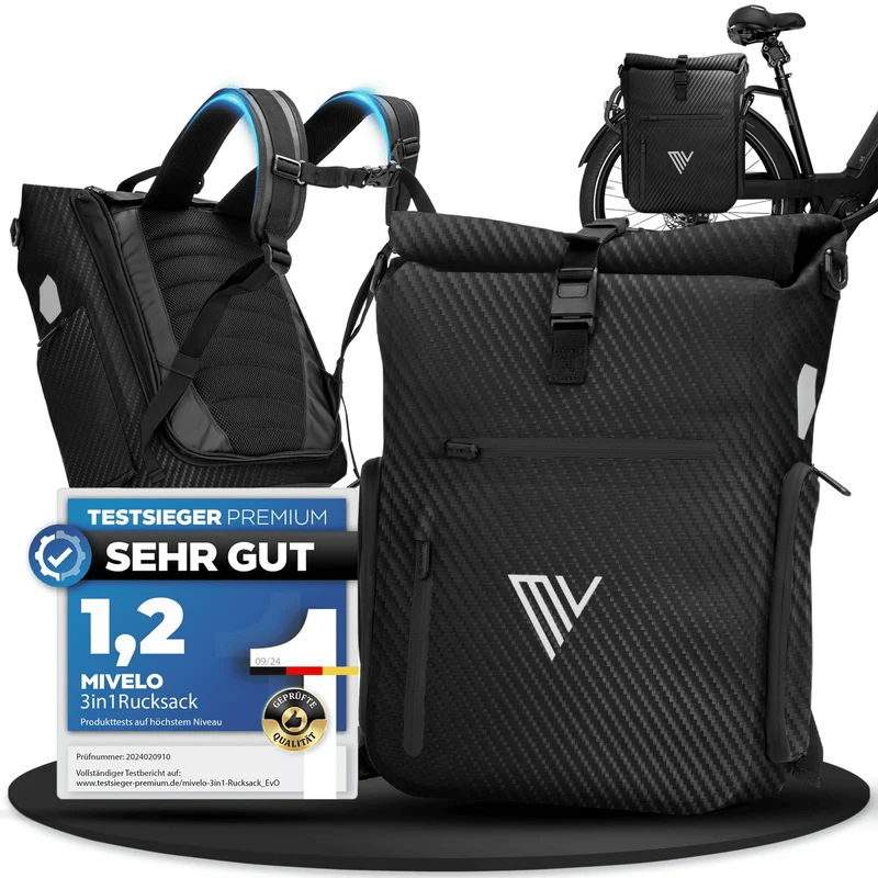 Fahrradtasche & bequemer Rucksack kombiniert 25L „EVO“