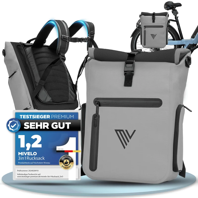 Fahrradtasche & bequemer Rucksack kombiniert 25L „EVO“