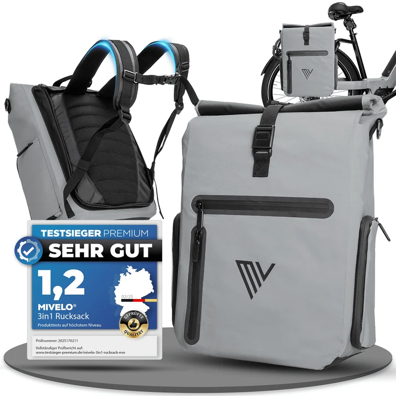 Fahrradtasche & bequemer Rucksack kombiniert 25L „EVO“
