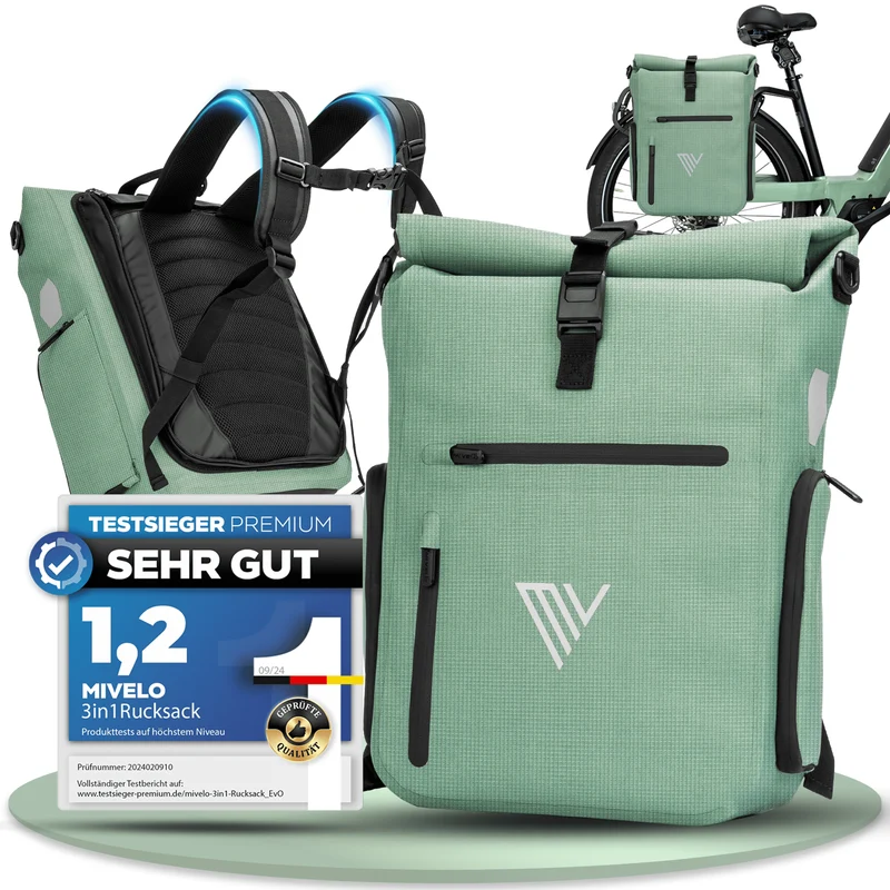 Fahrradtasche & bequemer Rucksack kombiniert 25L „EVO“