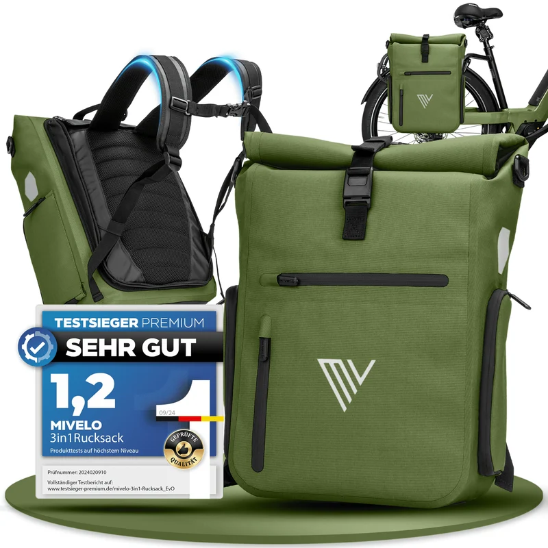 Fahrradtasche & bequemer Rucksack kombiniert 25L „EVO“