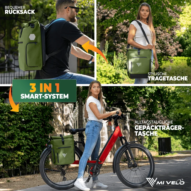 Fahrradtasche & bequemer Rucksack kombiniert 25L „EVO“
