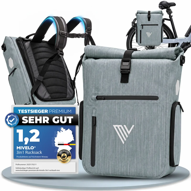 Fahrradtasche & bequemer Rucksack kombiniert 25L „EVO“