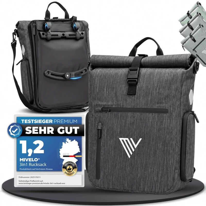 Fahrradtasche & bequemer Rucksack kombiniert 25L „EVO“