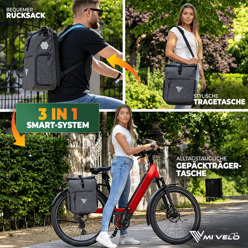 Fahrradtasche & bequemer Rucksack kombiniert 25L „EVO“