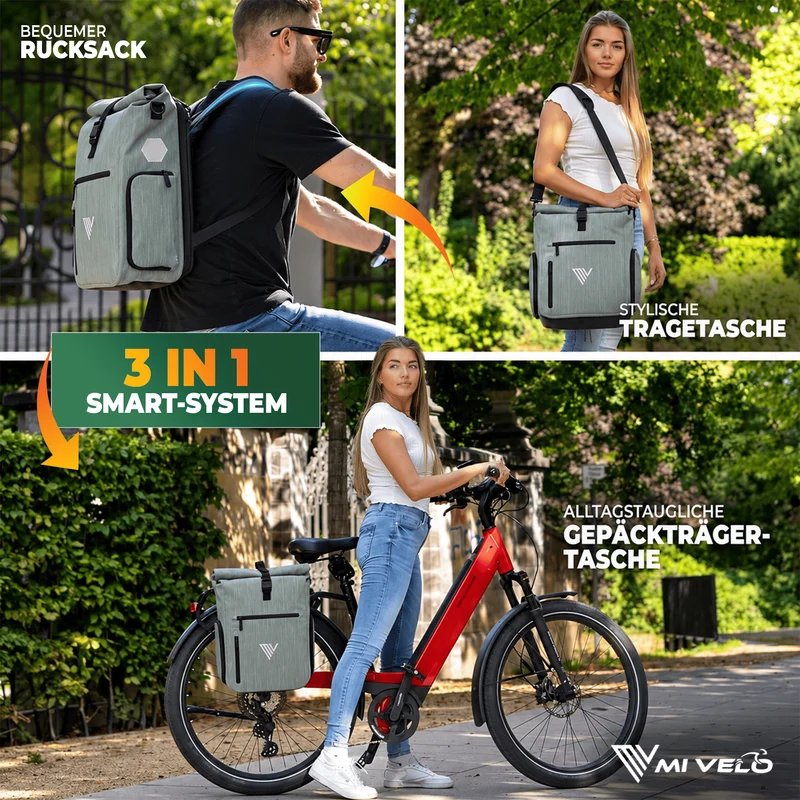Fahrradtasche & bequemer Rucksack kombiniert 25L „EVO“