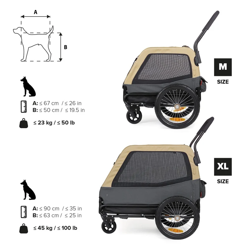 Remorque vélo pour chien 2-en-1 Polisport jusqu’à 45 kg