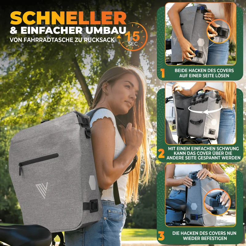 Fahrradtasche auch als Rucksack 22L „VERSO“