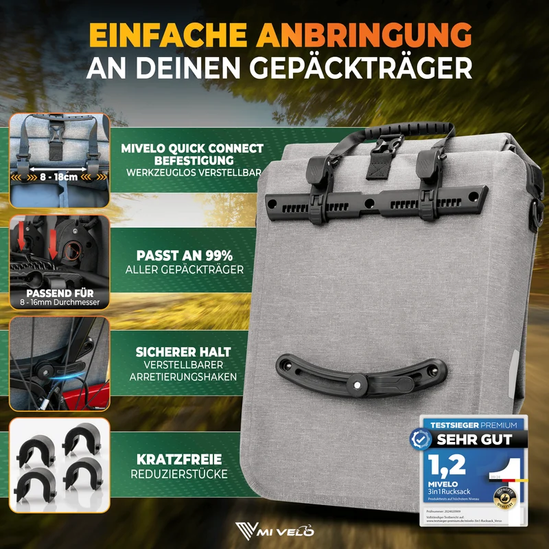 Fahrradtasche auch als Rucksack 22L „VERSO“