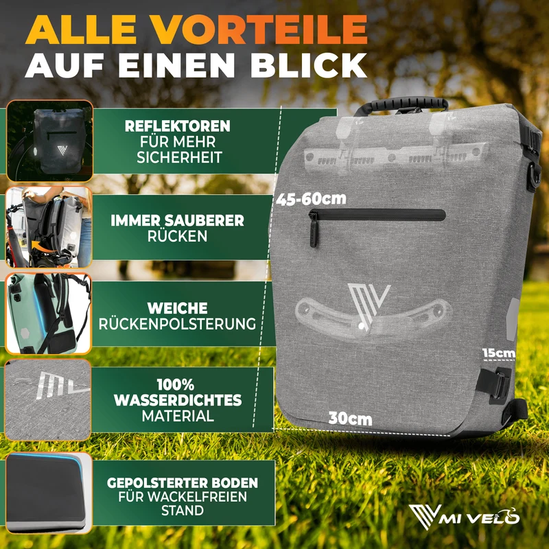 Fahrradtasche auch als Rucksack 22L „VERSO“