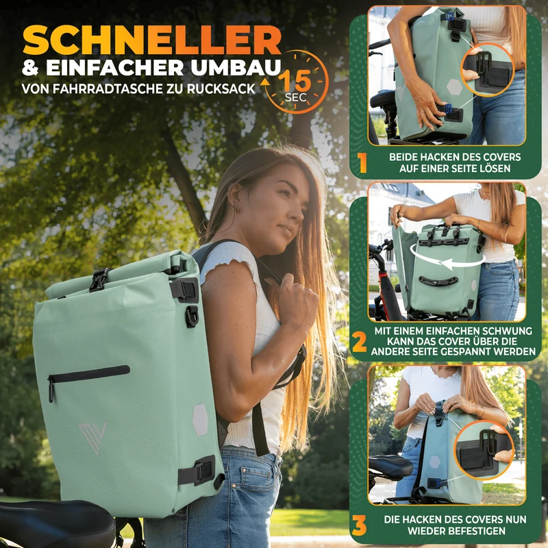 Fahrradtasche auch als Rucksack 22L „VERSO“