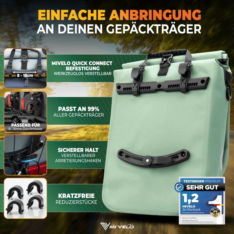 Fahrradtasche auch als Rucksack 22L „VERSO“