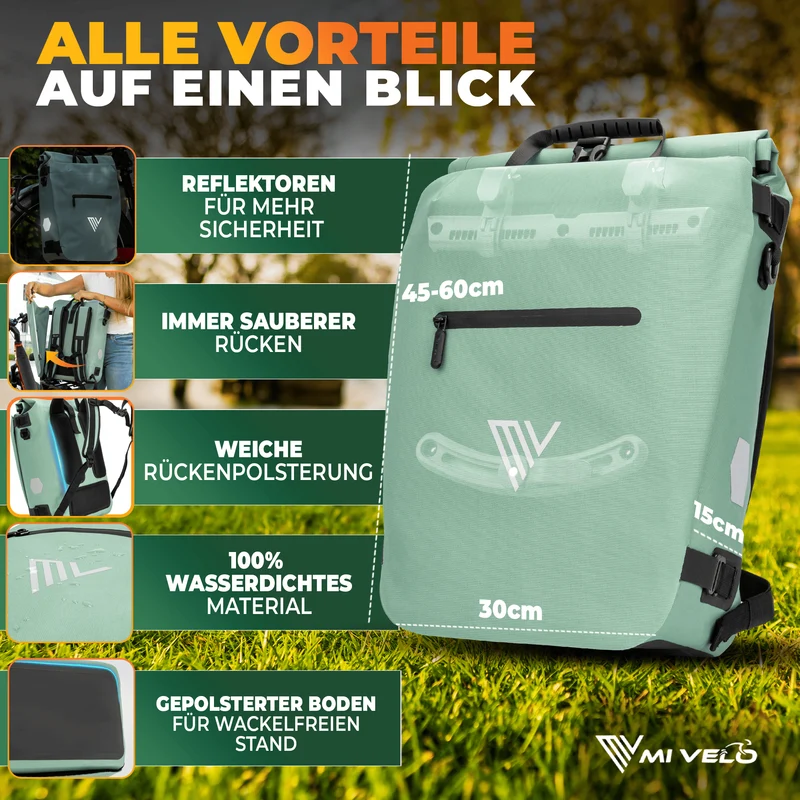 Fahrradtasche auch als Rucksack 22L „VERSO“