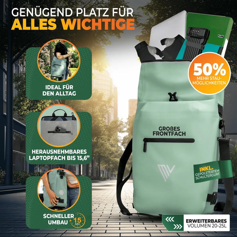 Fahrradtasche auch als Rucksack 22L „VERSO“