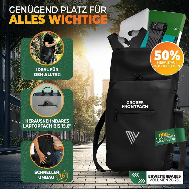 Fahrradtasche auch als Rucksack 22L „VERSO“