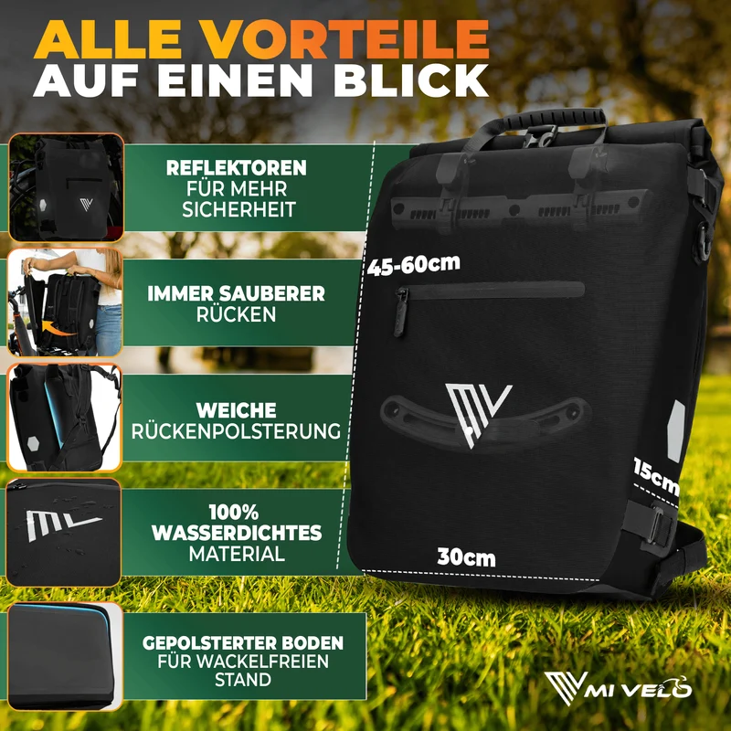 Fahrradtasche auch als Rucksack 22L „VERSO“