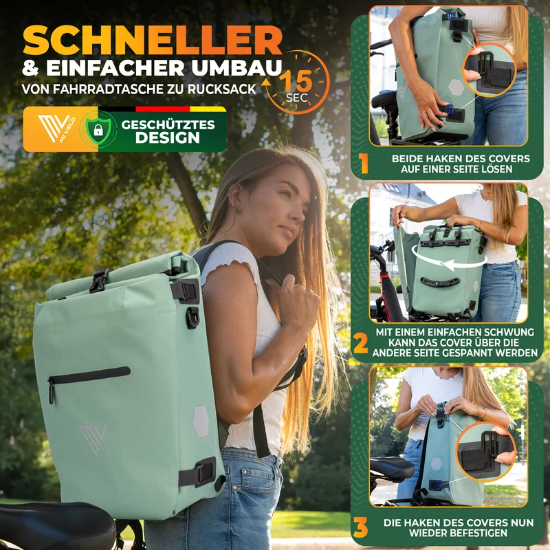 Fahrradtasche auch als Rucksack 22L „VERSO“