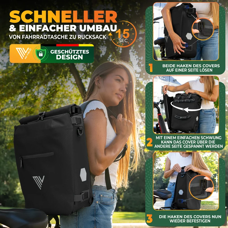 Fahrradtasche auch als Rucksack 22L „VERSO“
