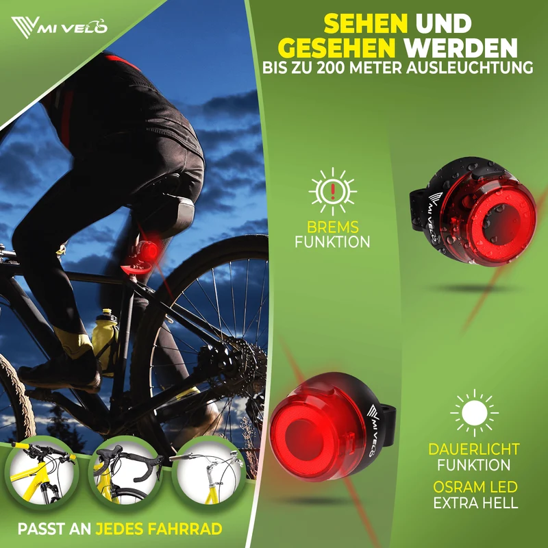 Fahrradlicht Set 50Lux mit Bremslicht „SPARK PRO“
