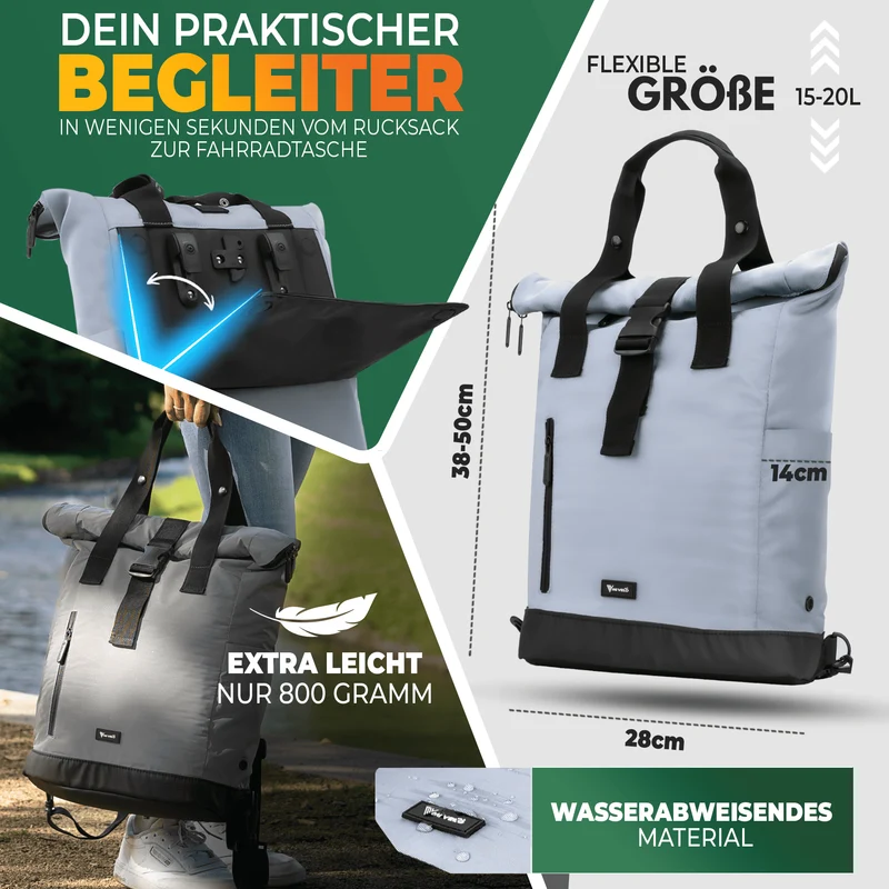 Fahrradrucksack mit klappbarem Rückenteil "MAYA"
