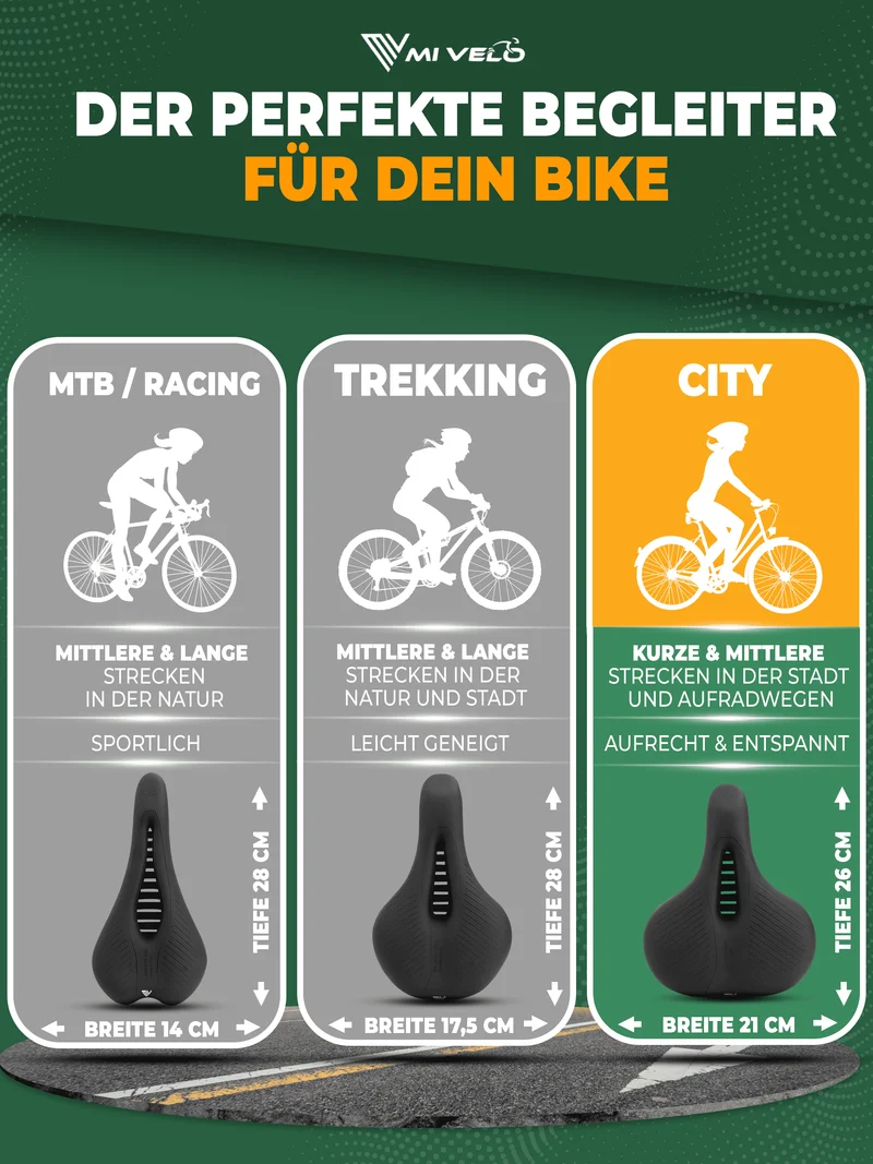 Ergonomischer Fahrradsattel mit Memory-Foam „City“